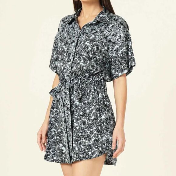 OMika Abby Mini Shirt Dress- Mina Fleet Print - Picture 1 of 8